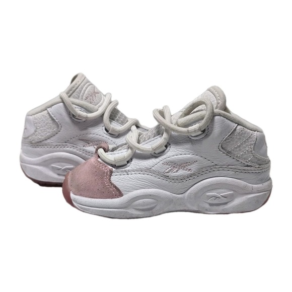 Toddler Reebok Question Mid 'Pink Toe' Allen Iverson White/Pink Sneakers Sz 7 - Picture 1 of 8